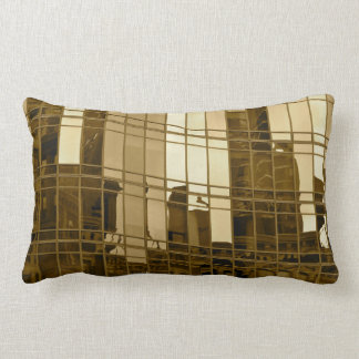 Skyscraper sepia front/b&w back print pillow kussen