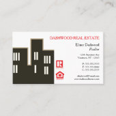Skyscraper Silhouette Real Estate Realtor Visitekaartje (Voorkant)
