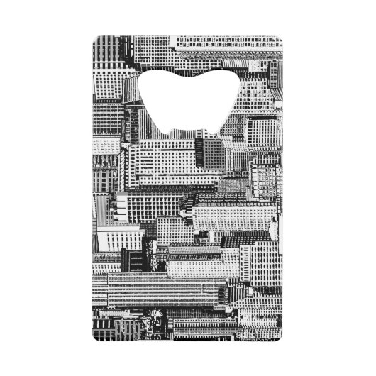 Skyscraper stad isometrische naadloze textuur kredietkaart flessenopener (Voorkant)
