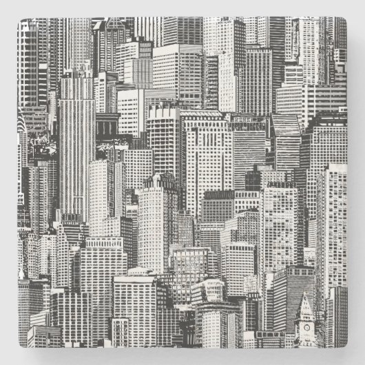 Skyscraper stad isometrische naadloze textuur stenen onderzetter (Voorkant)