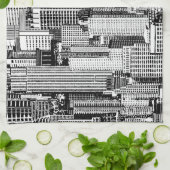 Skyscraper stad isometrische naadloze textuur theedoek (Gevouwen)