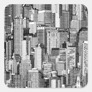 Skyscraper stad isometrische naadloze textuur vierkante sticker
