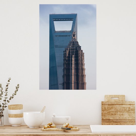 Skyscrapers in Shanghai China Poster (Keuken)