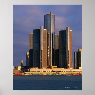 Skyscrapers, water in Detroit 3 Poster