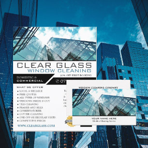 Skyscrapers, Windows Cleaner, Reiniging Adverteren Flyer