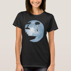 skyspringen voor Silhouet van volle maan parachute T-shirt