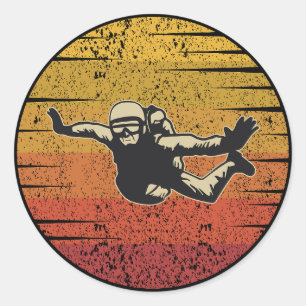Skysurfing Skydiving Parachuting Skydiver Ronde Sticker