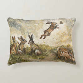 Skyward Fluff Meadow Hare Whimsical Rabbit Family  Accent Kussen