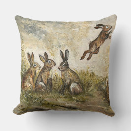Skyward Fluff Meadow Hare Whimsical Rabbit Family  Kussen
