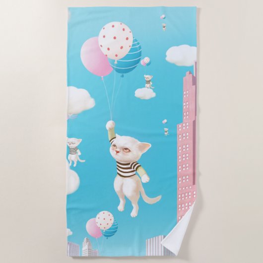 Skyward-gebonden Kittens Strandlaken (Voorkant)