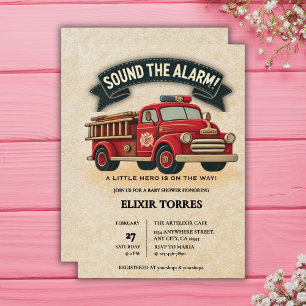 Sla alarm! Baby shower voor brandweerwagens Kaart