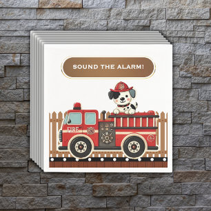 Sla alarm! Modern Firetruck Baby shower Servet
