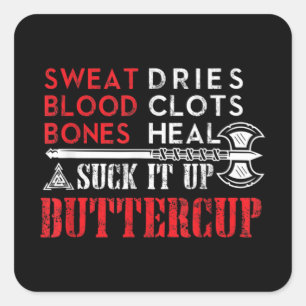 Sla Buttercup Funny Design op Vierkante Sticker