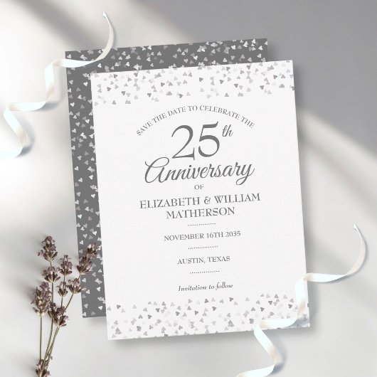 Sla de 25e Jubileum Silver Love Hearts op Briefkaart