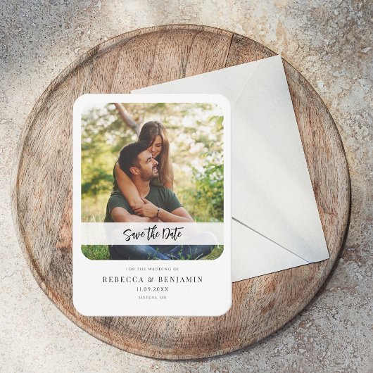 Sla de aankondiging van het datumfoto-huwelijksscr