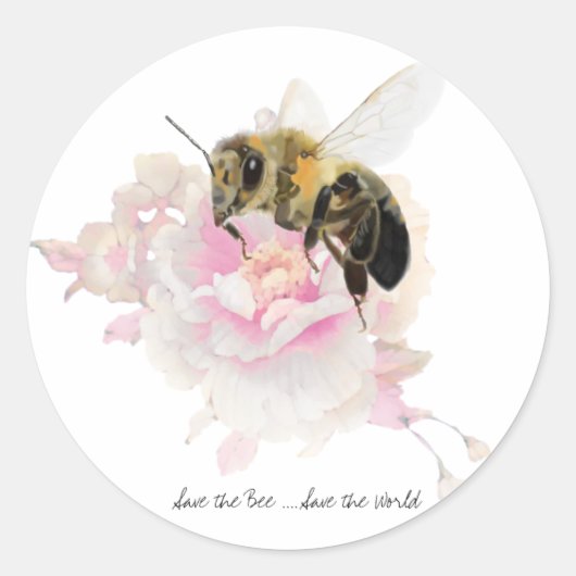 Sla de Bee op! Red de wereld!  bijen Ronde Sticker (Voorkant)