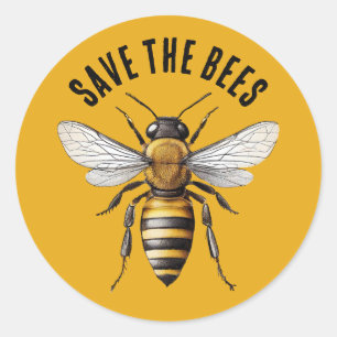 Sla de bijen geel op ronde sticker