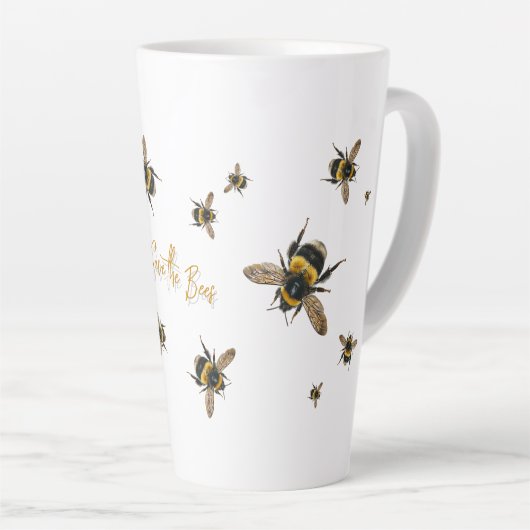 Sla de bijen hoog Custom Latte Mok (Rechterhoek)