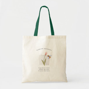 Sla de bijen op   Waterverf Floral Monogram Tote Bag
