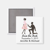 Sla de Date bruiloft vierkante magneet op (Voorkant / Achterkant)