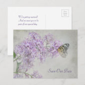 Sla de Date-Butterfly op lilacs op Aankondigingskaart (Voorkant / Achterkant)