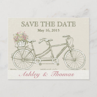 Sla de Date  Tandem Bicycle op Aankondigingskaart