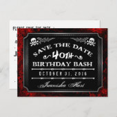 Sla de datum 40e verjaardag Bash Halloween Aankondigingskaart (Voorkant / Achterkant)
