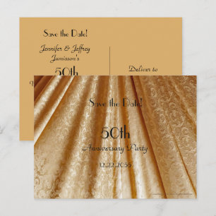 Sla de datum 50e Jubileum Floral Gold Fabric op Aankondigingskaart