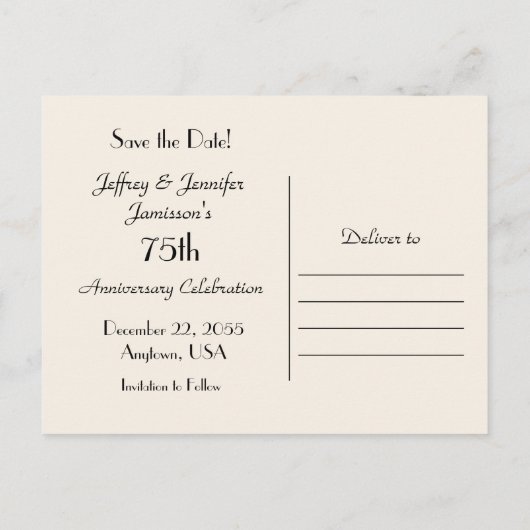 Sla de datum 75e Jubileum Party Briefkaart op (Achterkant)