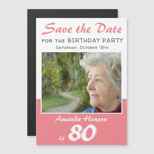 Sla de datum 80e Verjaardagsfeestfotomagneet op (Voorkant / Achterkant)