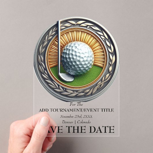 Sla de datum Acryl Golf Uitnodiging Acryl Uitnodigingen (Insitu (Draagbaar))
