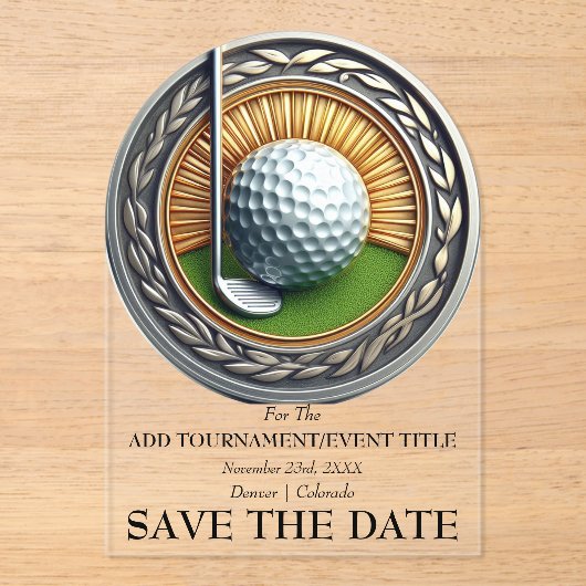 Sla de datum Acryl Golf Uitnodiging Acryl Uitnodigingen (Voorkant)