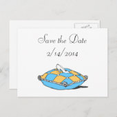 Sla de datum Assepoester Slipper Blauwgroen kussen Aankondigingskaart (Voorkant / Achterkant)