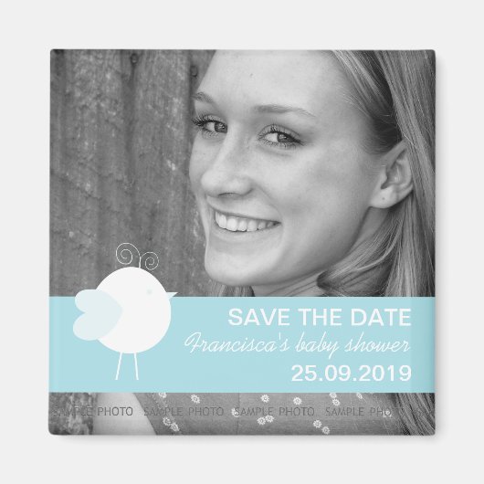 Sla de datum Baby shower aangepaste fotomagneten o Magneet (Voorkant)