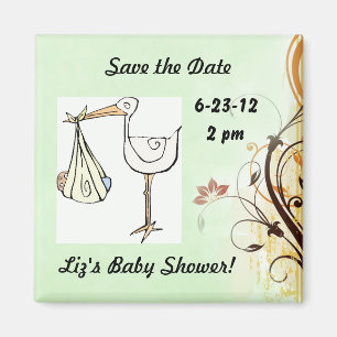 Sla de datum Baby shower Stork op Magneet