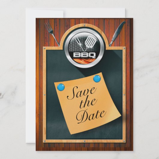 Sla de datum BBQ op Save The Date (Voorkant)