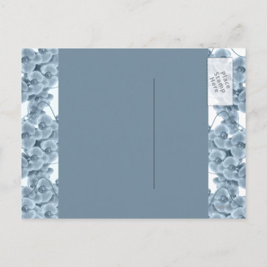 Sla de datum blauwe orchidee op - aanpasbare sjabl aankondigingskaart (Achterkant)