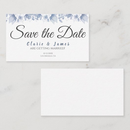 Sla de datum blauwe Waterverf aankondiging postaut (Voorkant / Achterkant)