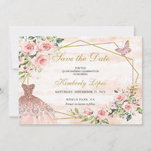 Sla de datum blozend roze bloemen op save the date