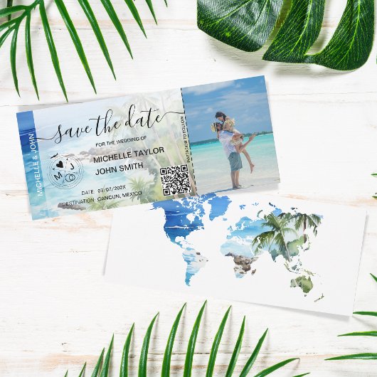 Sla de datum Boarding Pass Map Beach Palm MPphoto  Kaart