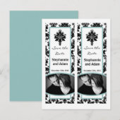 Sla de datum boek Mark Favors Black Tiffan Damask Aankondigingskaart (Voorkant / Achterkant)