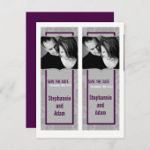 Sla de datum boek Mark Favors Modern Grijs Damast Aankondigingskaart (Voorkant / Achterkant)