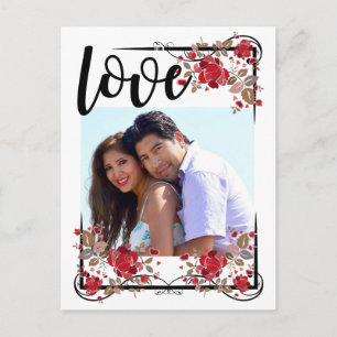 Sla de datum Boho Liefde en Rozen Foto Poscard Aankondigingskaart