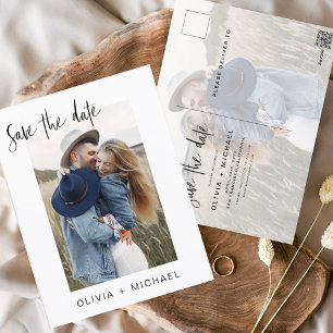 Sla de datum Boho minimalistische foto modern op Briefkaart