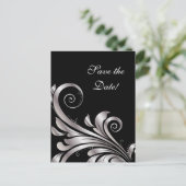 Sla de datum Briefkaart Black Silver Leaf (Staand voorkant)