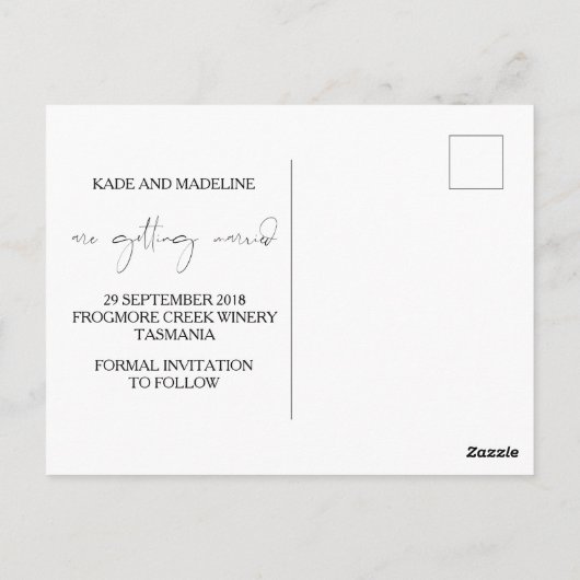 Sla de datum Briefkaart bruiloft uitnodiging (Achterkant)