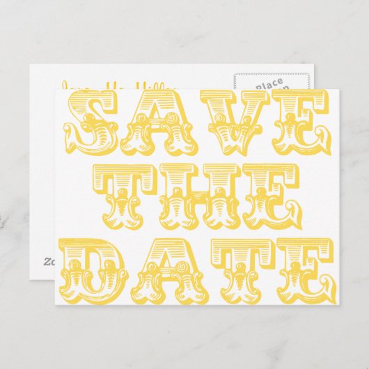 Sla de datum Briefkaarten in geel (Voorkant / Achterkant)