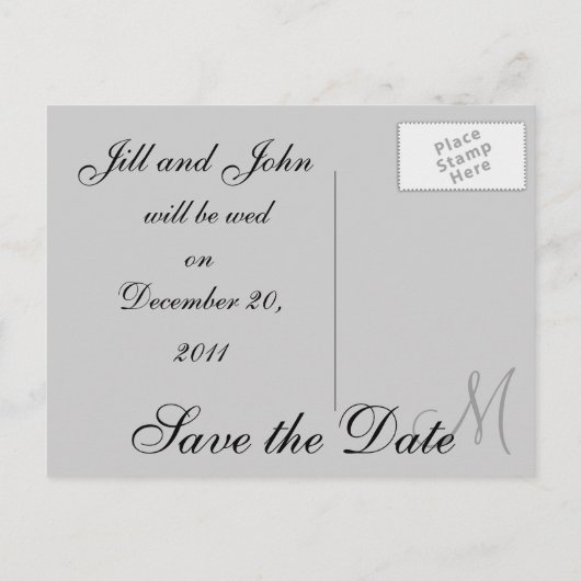 Sla de datum Briefkaarten met Monogram (Achterkant)