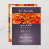 Sla de datum briefkaarten, oranje calla lelies aankondigingskaart (Voorkant / Achterkant)