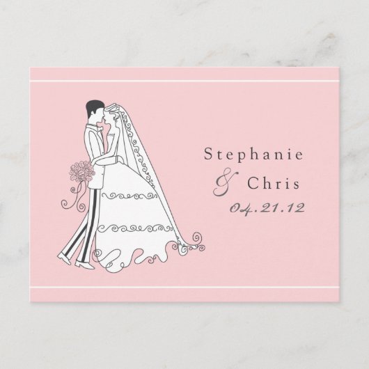 Sla de datum bruid en bruidegom 01 aankondigingskaart (Voorkant)